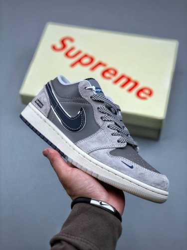 Air Jordan 1 Retro Low X Supreme Grey Blue Small Hook Starry Sky Official Synchr