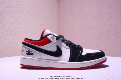 Limited Edition! Air Jordan 1 Low Aj1 Joe 1 Low-Top Casual Sneakers, "White, Red