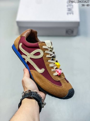 Genuine Label Loewe Ballet Runner 2.0 Calfskin Round Toe Lace-Up Low-Top Casual