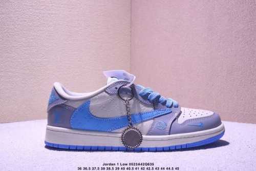 High-End Custom Travis Scott X Jordan 1 Low Violent Bear Joint-Black And White L