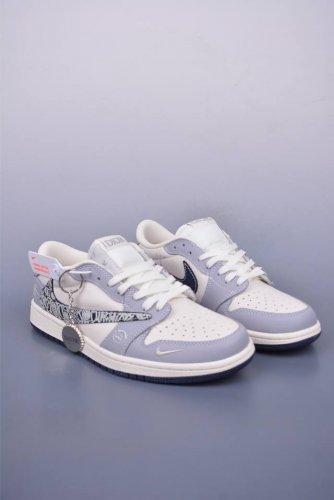 Fragment X Travis Scott X Dior Air Jordan 1 Low Three-Party Joint Inverted Hook