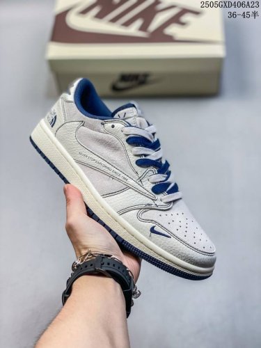 High-End Custom Travis Scott X Jordan 1 Low The North Face Joint-Creamy White Gr