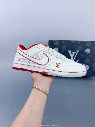Nk Sb Dunk Low Lv Collaboration --- White And Red Dual-Color Outsole Anniversary