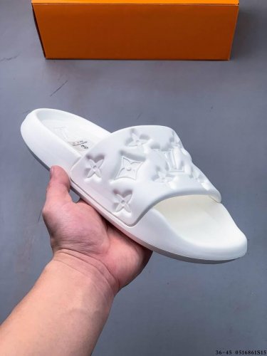 lv Louis Vuitton L's Monogram Embossed Slippers. This Season's Waterfront San