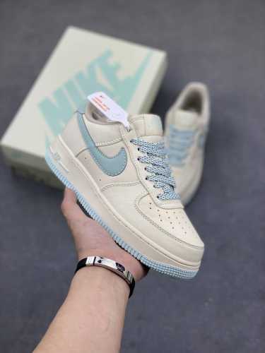 Limited Edition Overseas Sale Company-Level Nike Air Force 1 '07 Beige Ice Blue