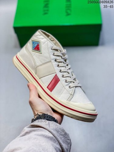 Corporate-Level Bottega Veneta Eliot Round-Toe Lace-Up Mid-Top Canvas Shoes Size