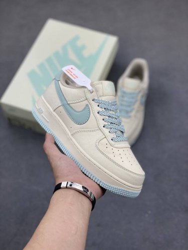 Limited Edition Overseas Sale Company-Level Nike Air Force 1 '07 Beige Ice Blue