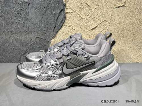 nike V2K Runtekk Gray And White Shock-Absorbing And Non-Slip Retro Low-Top Ru