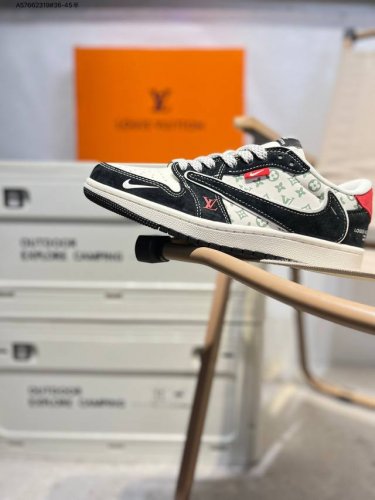Company-Level Top Layer Leather Lv X Jordan Air Jordan 1 Low Aj1 Low-Top Series