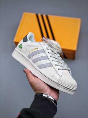 Adidas Originals Stussy Co-Branded White And Gray Color Classic Shell Head Offic - Click Image to Close