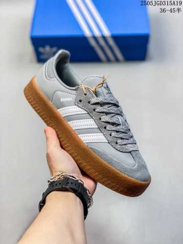 Real Label With Half Size Adidas Men's And Women's Sambae Grey Cloud White Sport