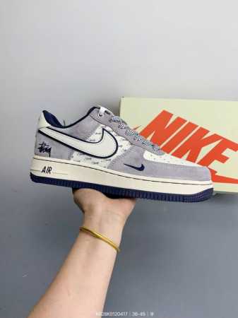 Corporate Nike Air Force 7 Low "Stussy Joint--Gray White English Blue Base" Air - Click Image to Close