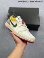 Company-Level Air Jordan Aj1 Low Low-Top White, Blue, Green And Yellow Yuanyang