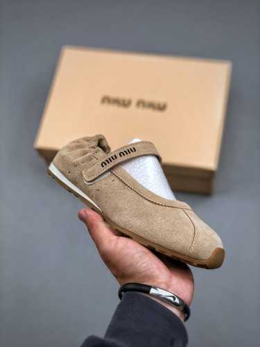 Miu Miu Spring New Arrival Runway New Style Slip-On Mary Jane Ballet Flats Offic
