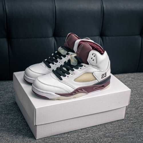 Core Private Air Jordan 5 Retro Fire Red Black Tongue Aj5 Joe 5 White Wine Red B