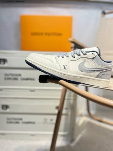 Company-Level Top Layer Leather Lv X Jordan Air Jordan 1 Low Aj1 Low-Top Series