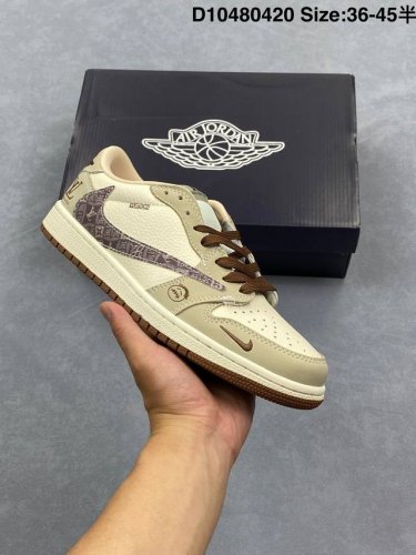 Ts X Air Jordan Aj1 Low X Dior Dior Joint-Beige Embossed Pattern Hook Low-Top Jo