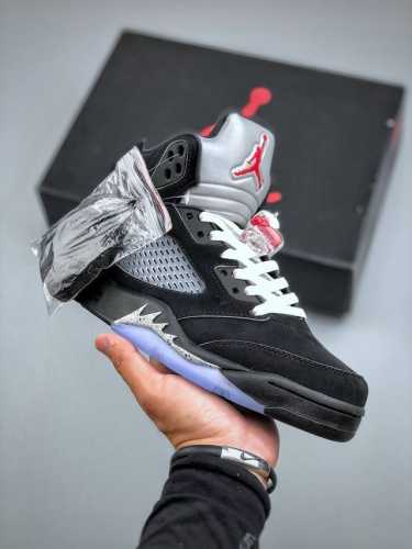 air Jordan 5 Retro Black Metallic Reimagined High Top 2025 Replica Black And