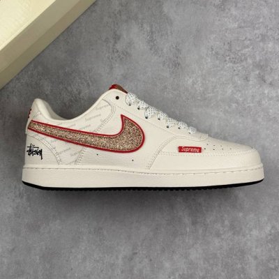 Local Core Private Nike Court Vision Low X Stussy X Supreme White And Red Starry