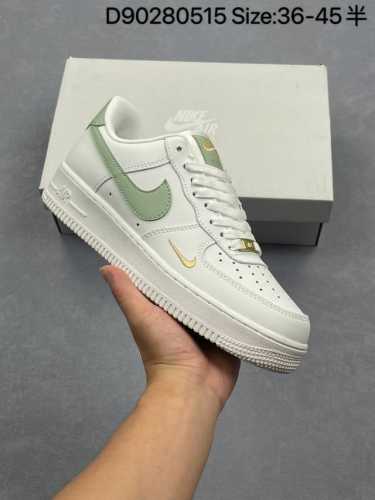 Nike Air Force 1 Low White And Green Swoosh Low-Top Casual Sneakers Official Syn