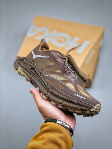 Satisfy X Hoka One One Mafate Speed 4 Cross-Country Running Shoes Brown Size: 36