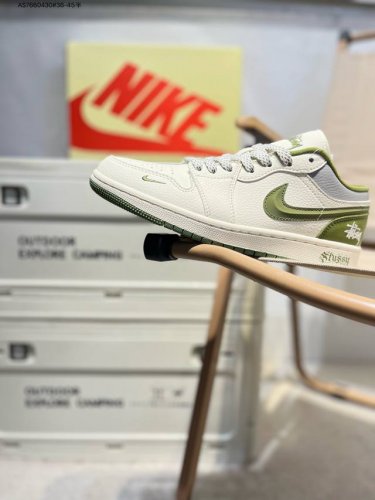 Company-Grade Top-Grain Leather Stussy X Jordan Air Jordan 1 Low Aj1 Low-Top Ser