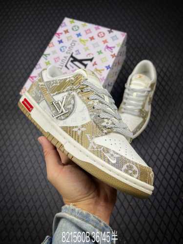 b Nike Sb Dunk Low Lv Joint Khaki Gray Anniversary High-End Customized Low-To