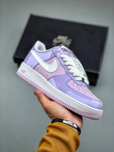 Nike Air Force 1 Low 07 White Purple Lacquered Leather Original Last And Origina