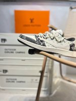 Company-Level Top Layer Leather Lv X Jordan Air Jordan 1 Low Aj1 Low-Top Series
