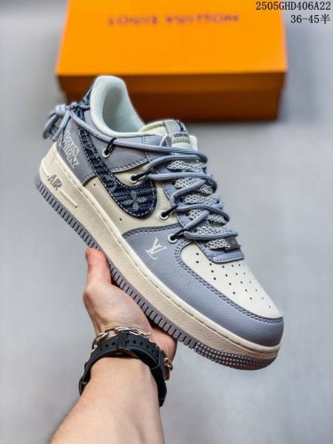 Overseas Limited Sale Corporate-Level Nike Air Force 1 '07 Low Lv Joint Gray-Blu