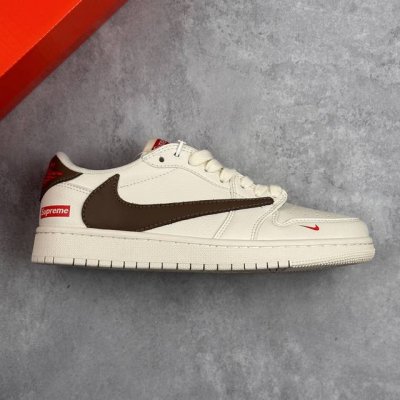 Local Core Private Air Jordan 1 Low X Supreme Beige Brown Small Swoosh Starry Sk