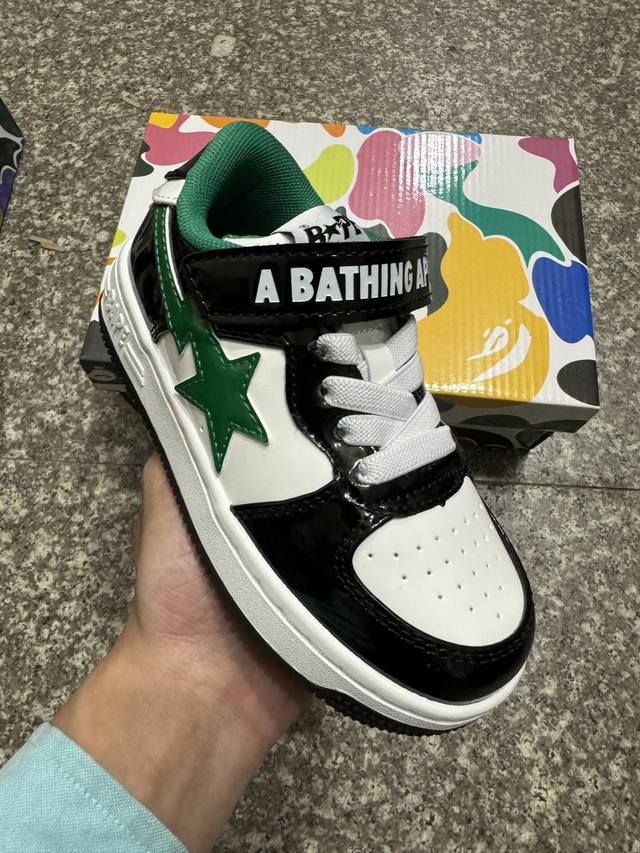 Bape Sta Kids' Spring/Summer Letter Velcro Strap Color-Block Star Logo Casual Sn
