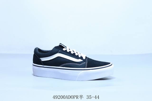 Vulcanization Process Pptsgt Vans Thick-Soled Classic Lazy Black And White Casua