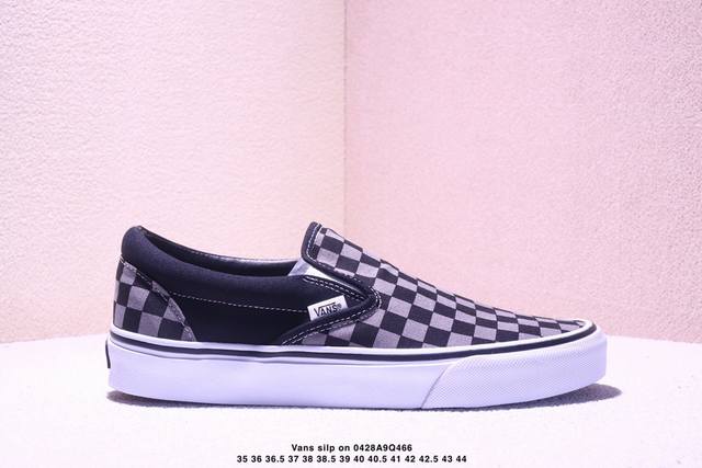 Spring Vans Classic Silp On Men's And Women's Black And Gray Plaid Checkerboard