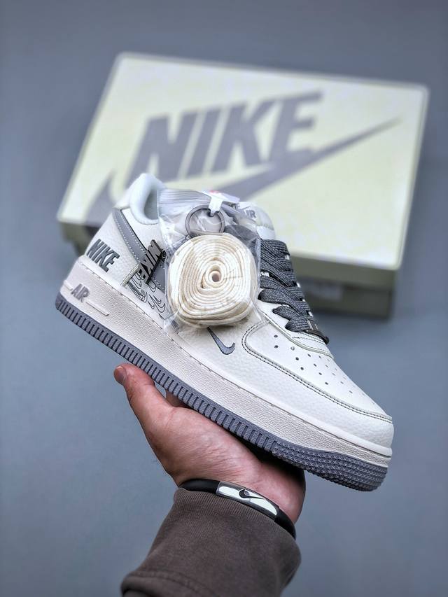 Nike Air Force 1 Low 07 White And Gray Multiple Small Hooks And Stars Original L