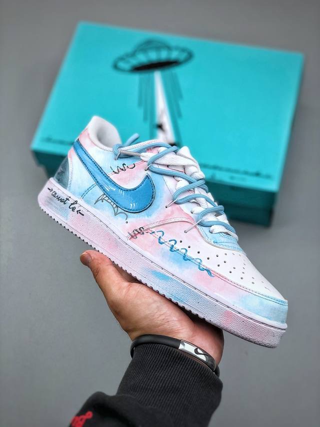 Nike Court Vision 1 Low "Half Summer Evening" Hand-Painted Graffiti Custom Sneak