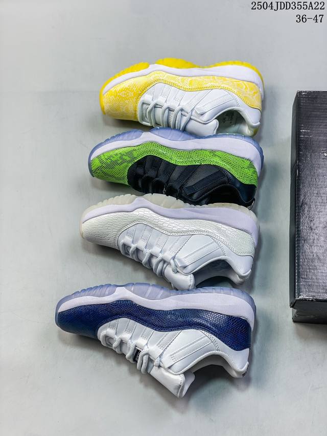 Nike Air Jordan 11 Low Aj11 Yellow Snake Low-Top Basketball Shoes Ah7860-107 Siz