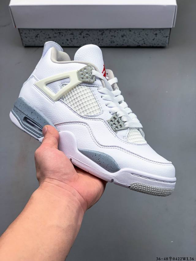 Pure Original Version! Air Jordan 4 Retro Og Cement Aj4 Joe 4 Retro Casual Sport
