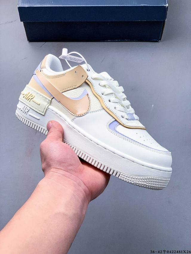 Company-Level Top Layer! Nike Air Force 1 Shadow Spliced With Macarons. The Side