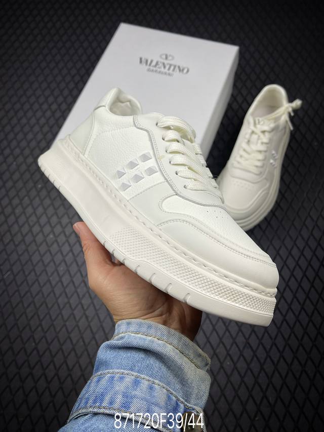 Fnew Arrival Valentino Rockstud Untitled Thick-Soled Casual Rivet White Shoes, T