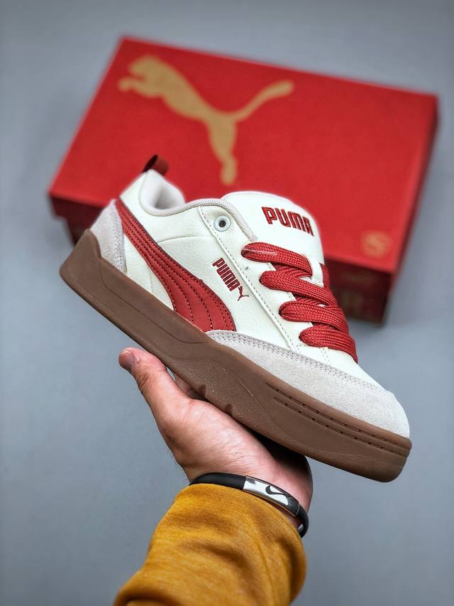Puma Park Lifestyle Off-White And Red Puma Non-Slip And Wear-Resistant Low-Top G