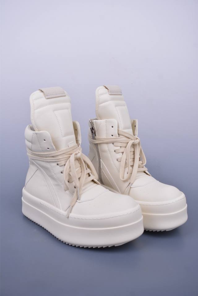 Ro Rickowens Pure White Inverted Triangle Ro Watermelon Head Thick Sole High Top