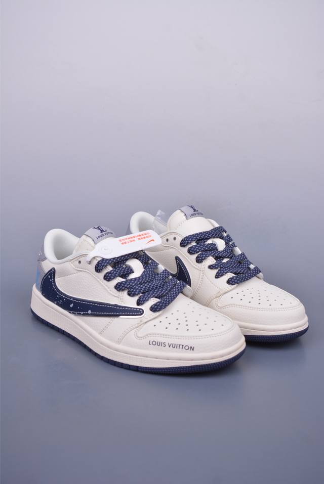 Fragment X Travis Scott X Lv Air Jordan 1 Low Three-Party Joint Inverted Hook Th