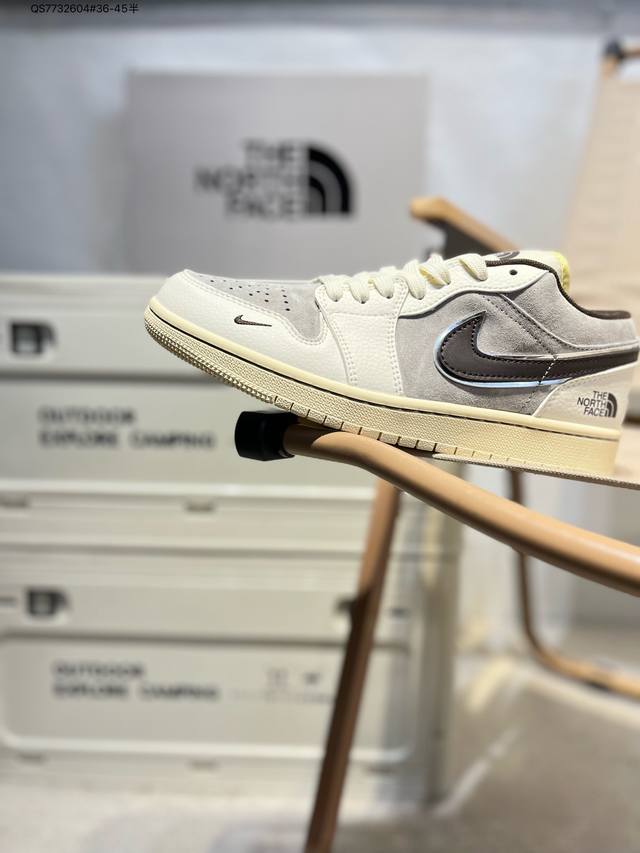 Company-Level Top Layer Leather The North Face X Jordan Air Jordan 1 Low Aj1 Low