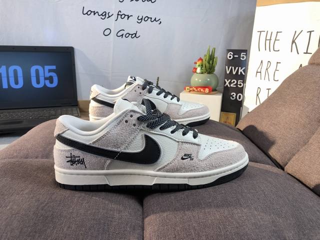 High-End Custom Nike Sb Dunk Low Stussy Collaboration --- Cream White, Gray, Bla