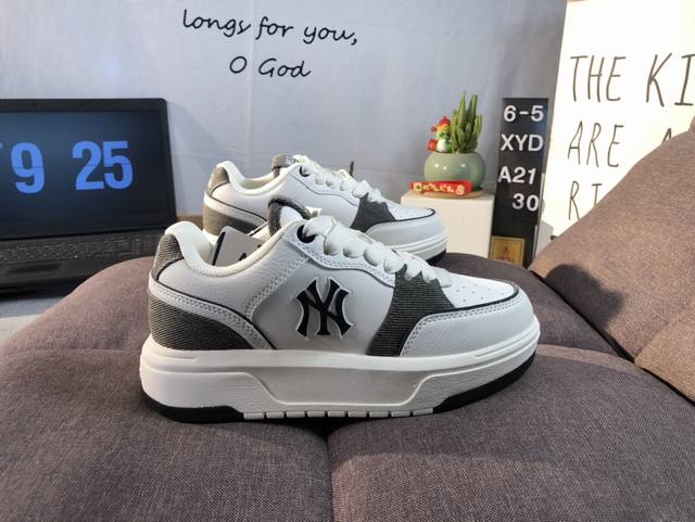 Company-Grade Mlb Chunky Liner Denim Casual Sneakers. Thick Sole For Height Enha