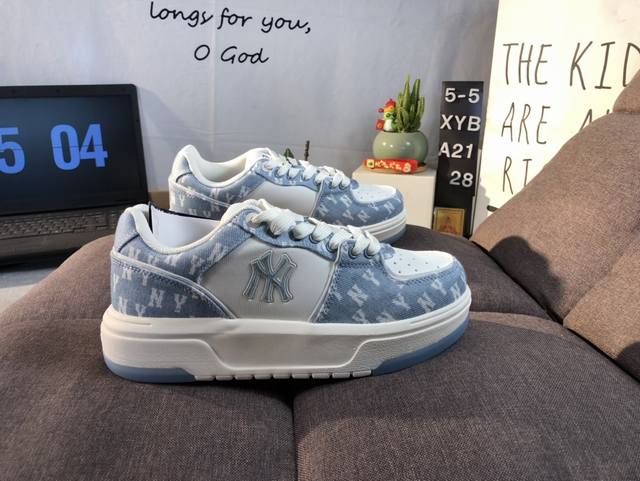 Company-Grade Mlb Chunky Liner Denim Trendy Versatile Thick-Soled Height-Enhanci