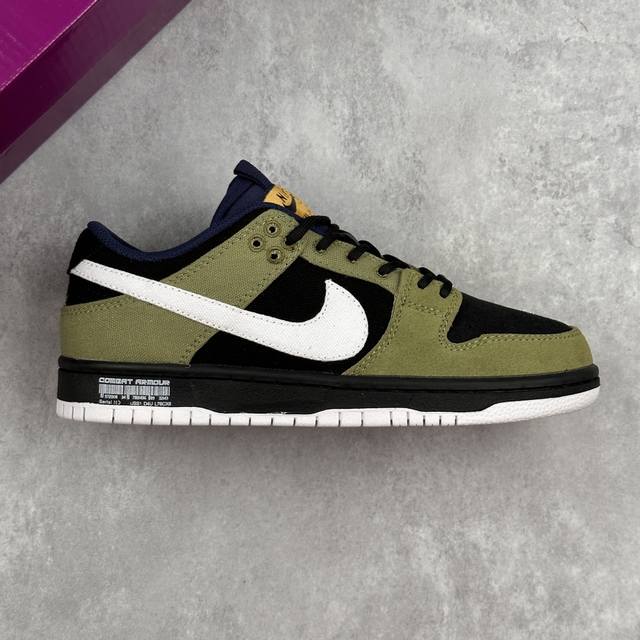 Local Core Private Nike Sb Dunk Low, Moss Green Canvas, White Swoosh, Blue Tongu