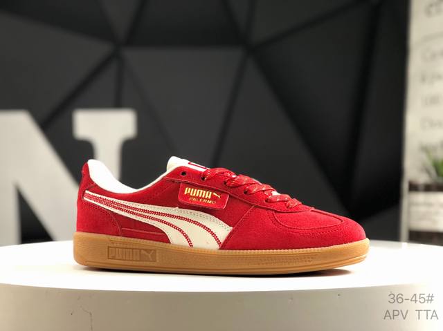 Puma Palermo Comfortable And Versatile Anti-Slip Durable Low-Top Skate Shoes Red