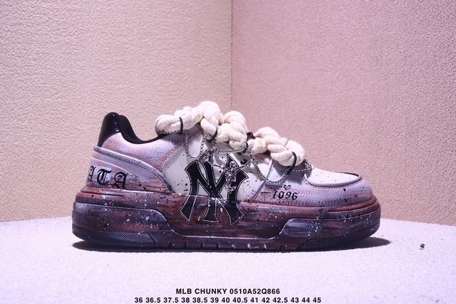 Company-Grade Mlb Chunky Liner Sl Canvas Retro Print Dad Shoes With 3D Protectiv